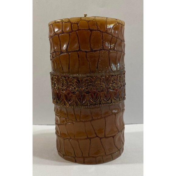 Crocodile Skin Design Unscented Wax Pillar Candle 7" Tall x 4" Diameter - Picture 2 of 6